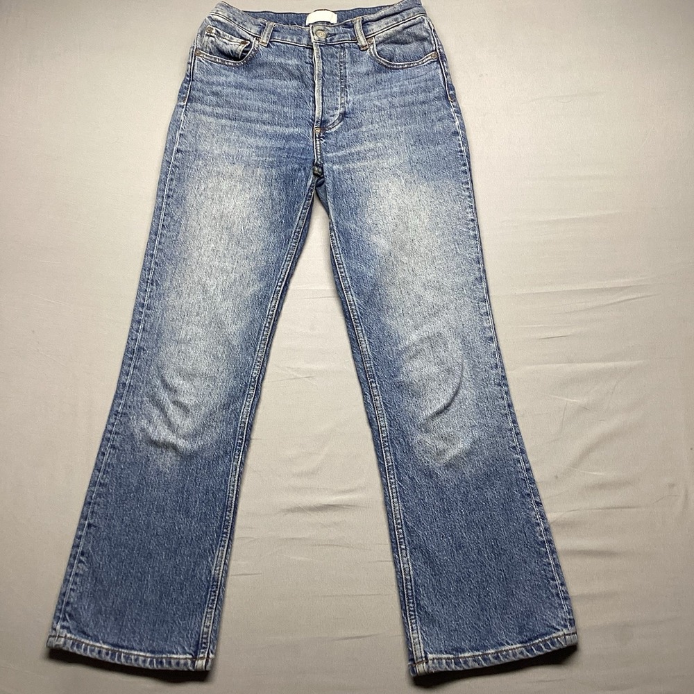 BOYISH The Brady High Rise Wide Leg Jeans Womens 23 Mirror Wash Button Fly